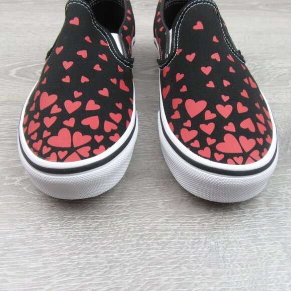 Vans Classic Slip On Hearts Shoes Womens Size 7.5 Black Red NEW - Picture 5 of 13
